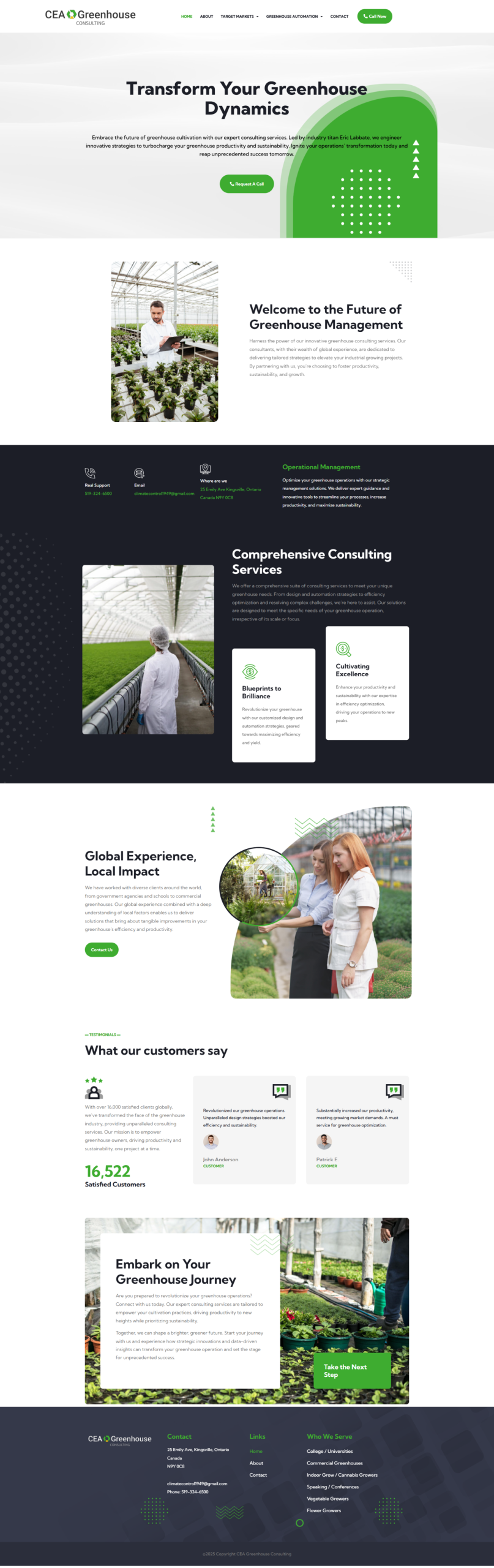 CEA Greenhouse Consulting desktop website screenshot