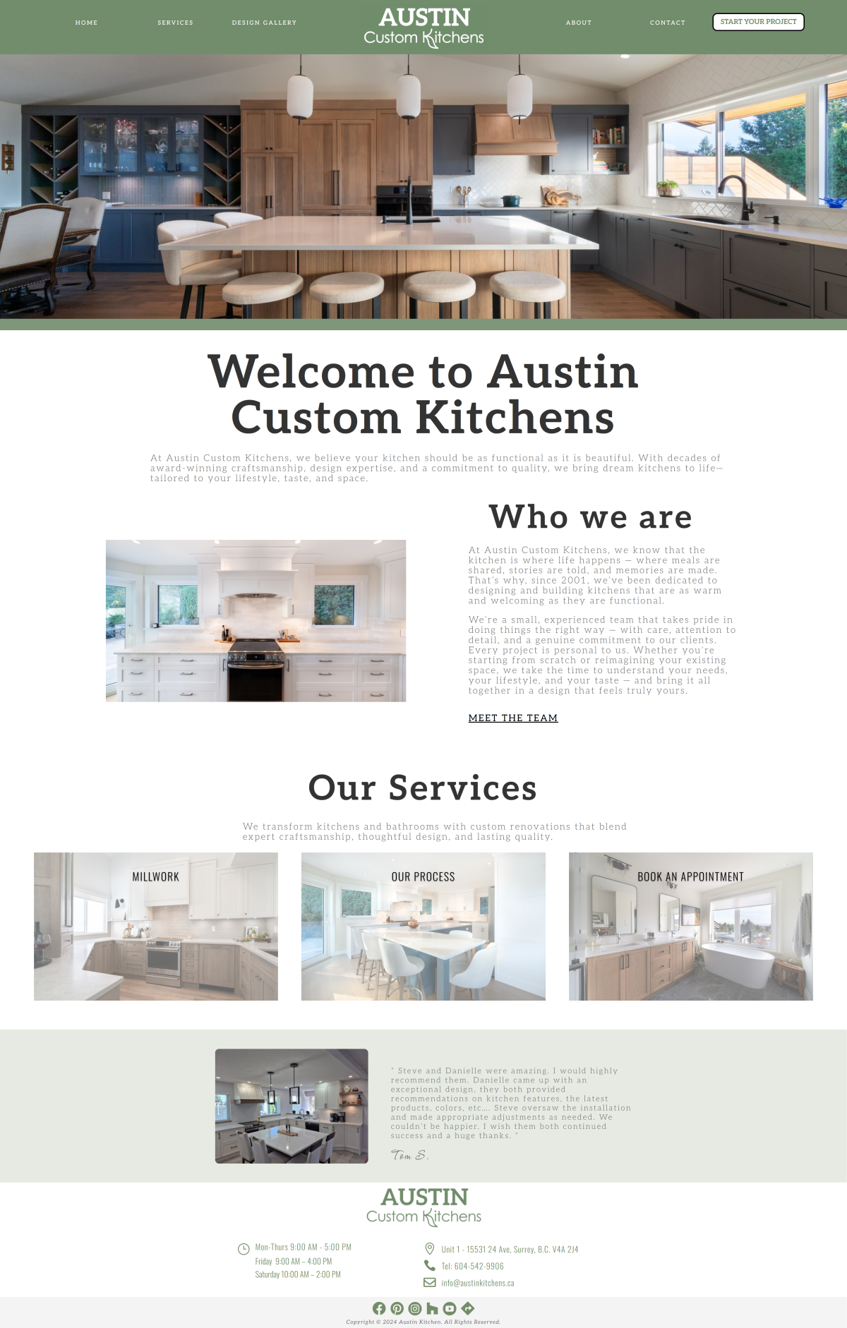 Austin Custom Kitchens desktop website screenshot