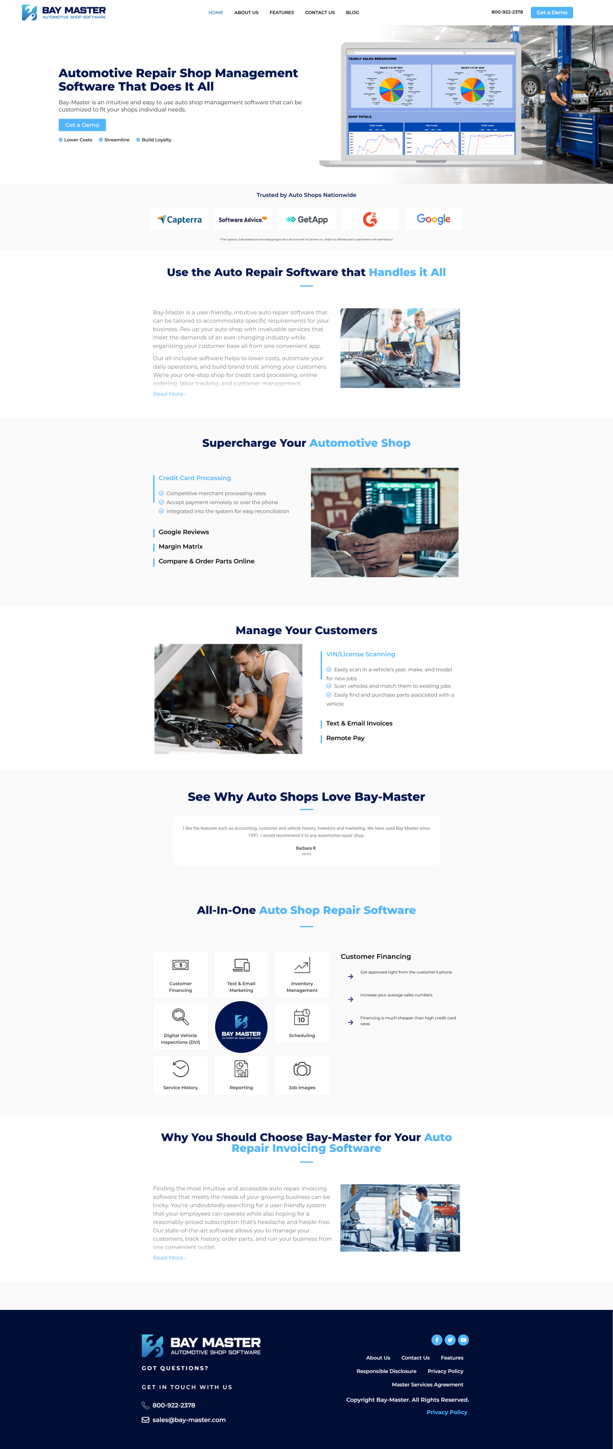 Bay Master Automotive Shop desktop website screenshot