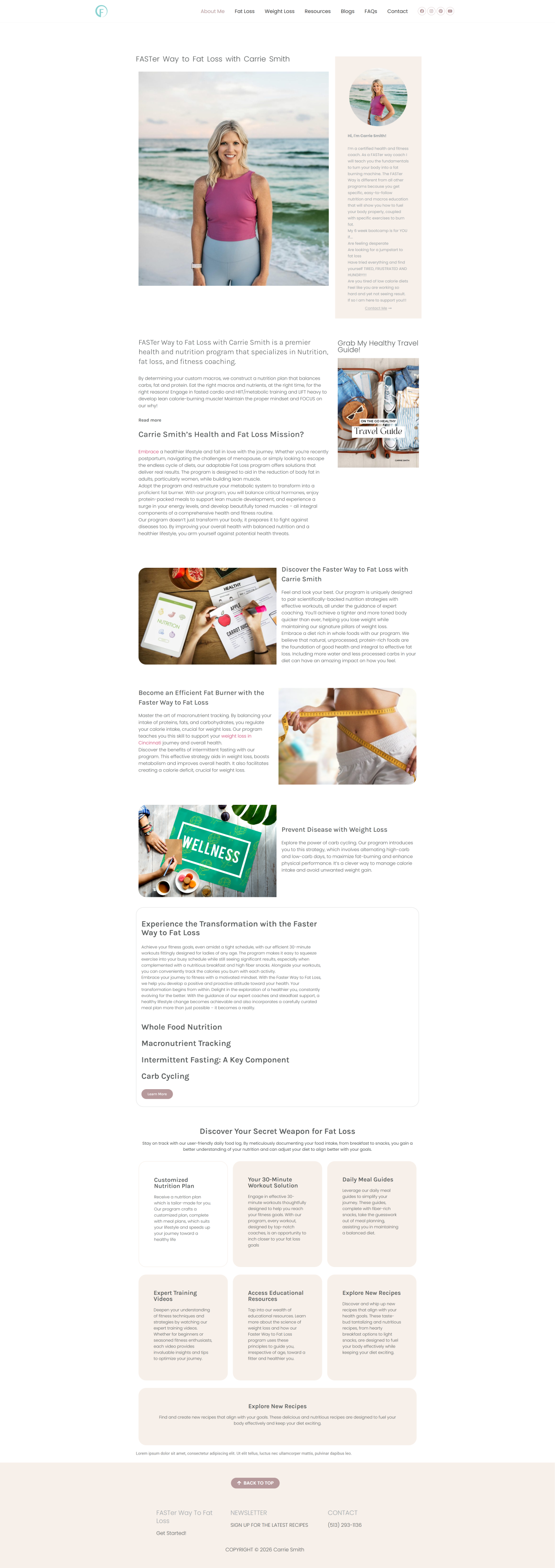 Carrie Smith Health desktop website screenshot