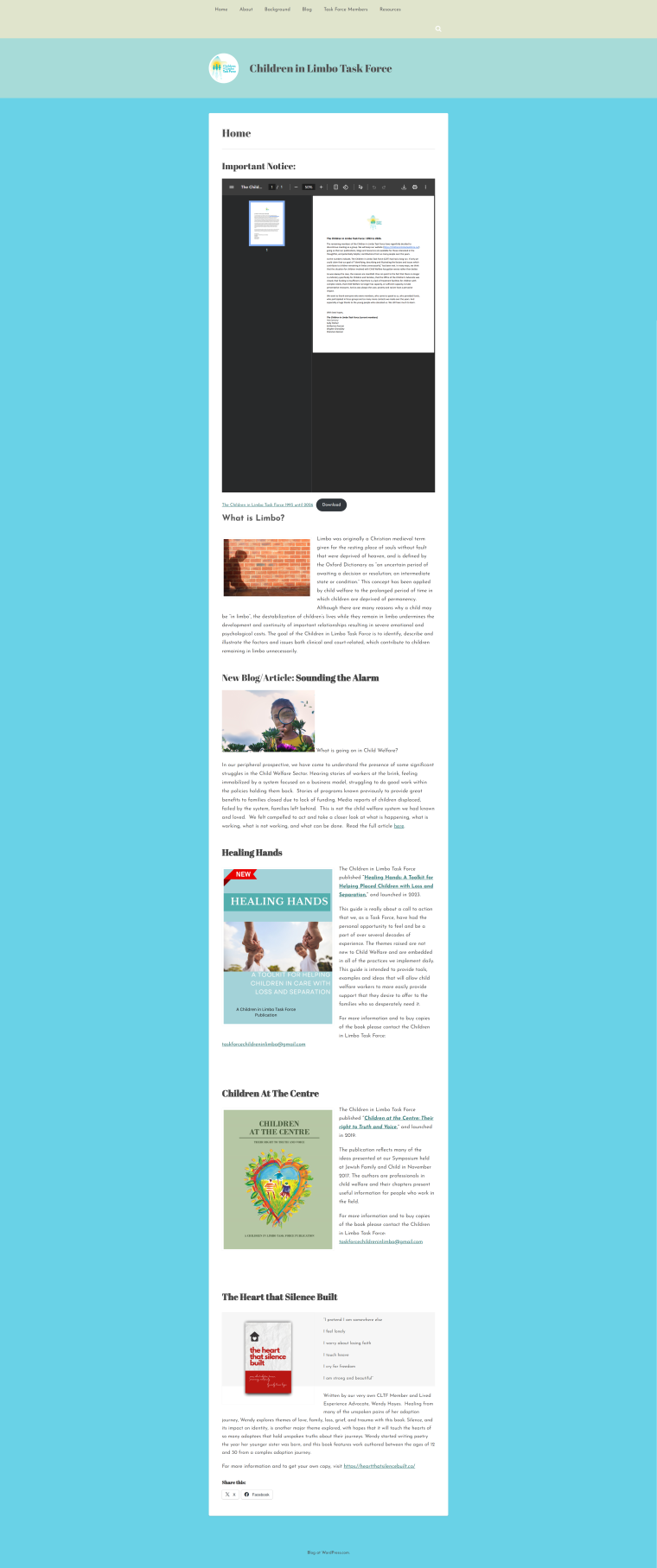 Children in Limbo Task Force — WordPress website designed and built by Shahriyar