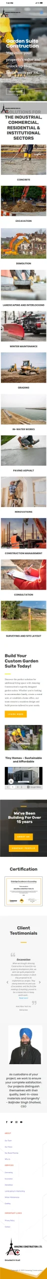 Amazing Construction Ltd mobile website screenshot