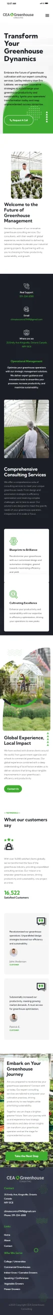 CEA Greenhouse Consulting mobile website screenshot