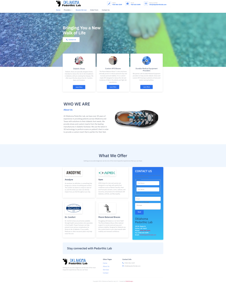 Oklahoma Pedorthics Lab — WordPress website designed and built by Shahriyar