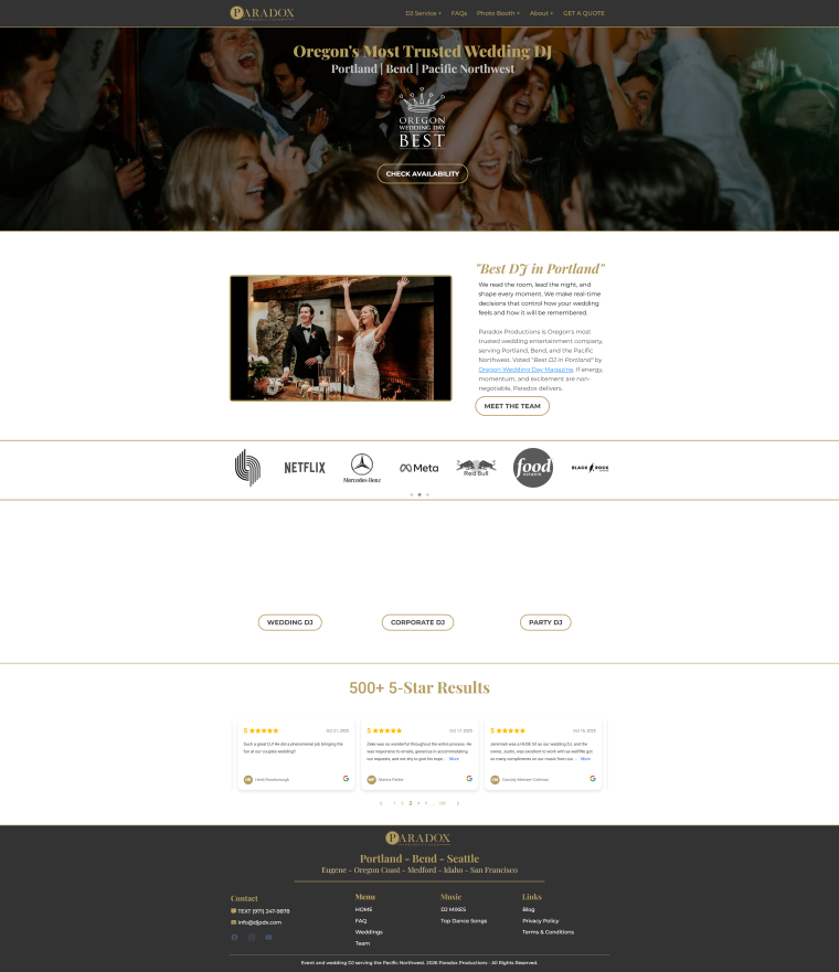 Paradox Productions — WordPress website designed and built by Shahriyar