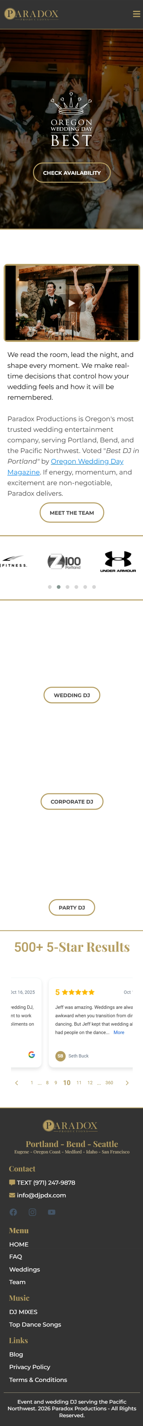 Paradox Productions mobile website screenshot