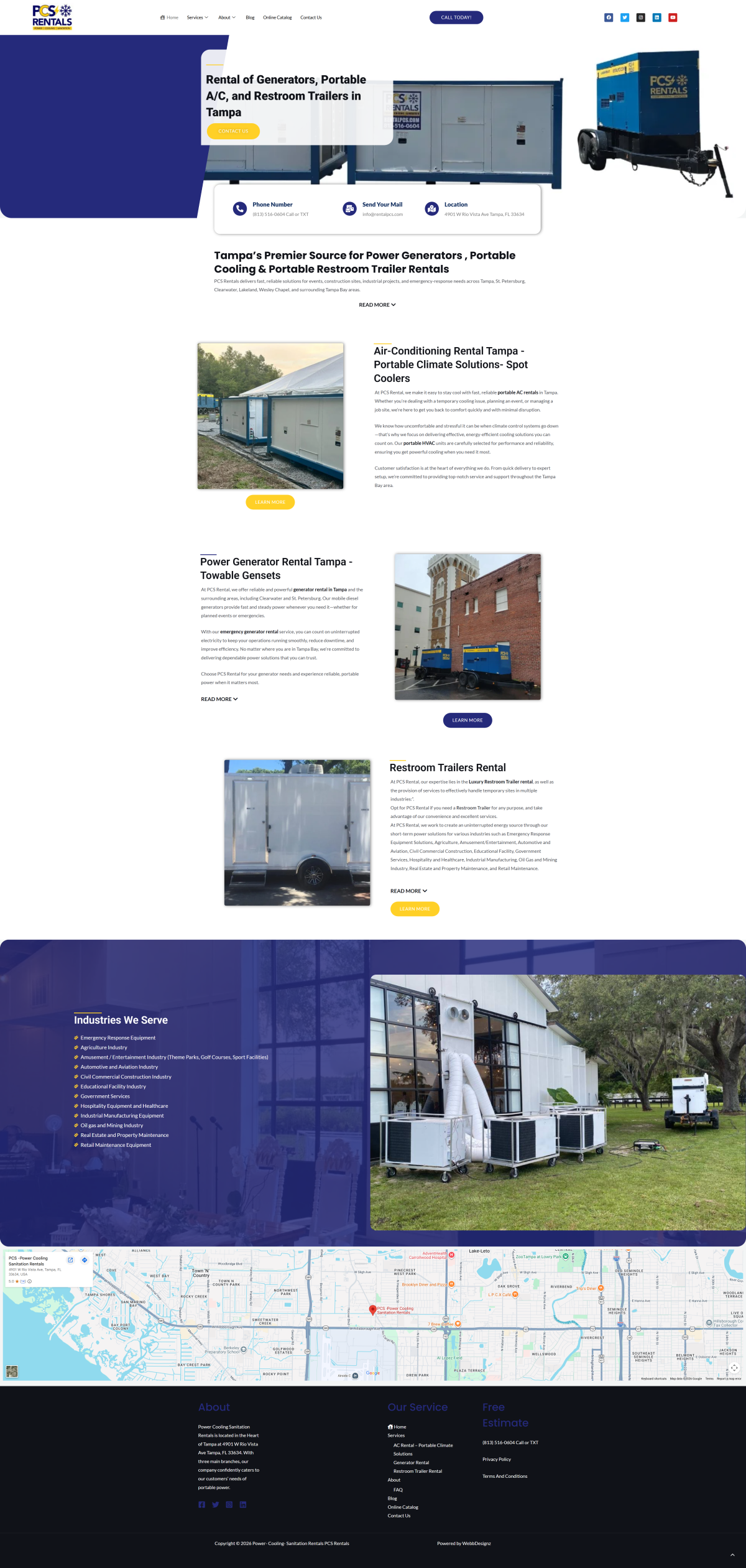 PCS Rental desktop website screenshot