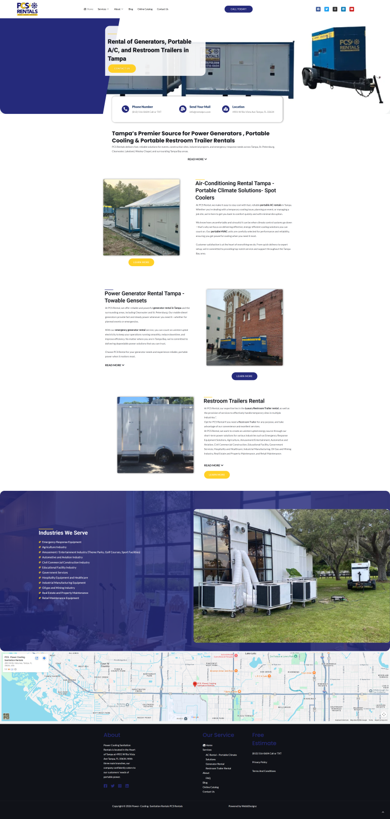 PCS Rental — WordPress website designed and built by Shahriyar