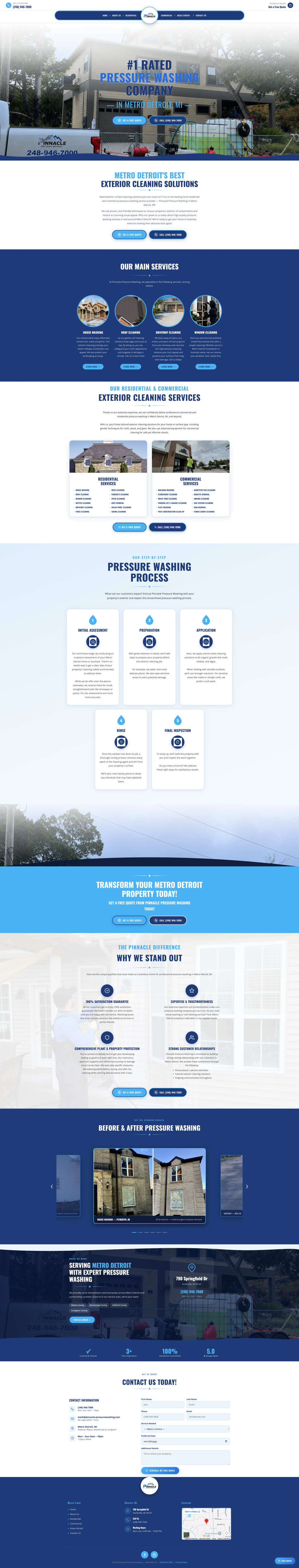 Pinnacle Pressure Washing desktop website screenshot