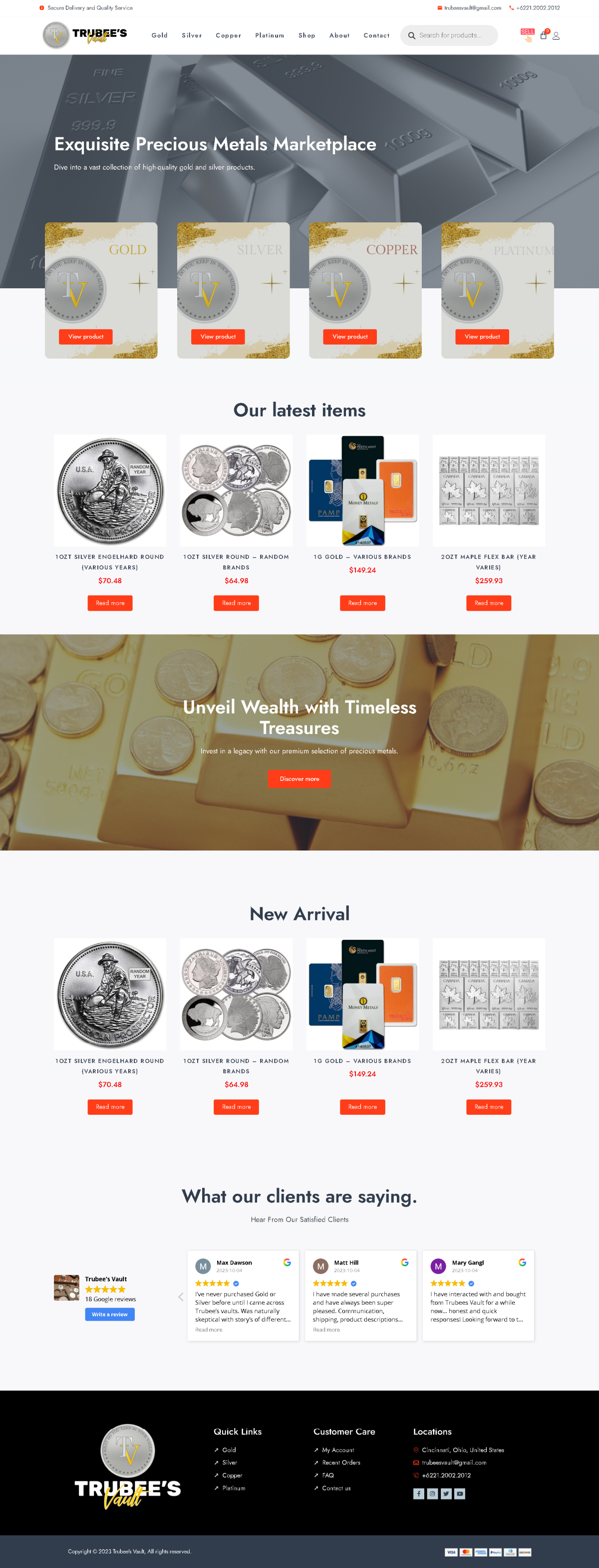 Trubees Vault desktop website screenshot