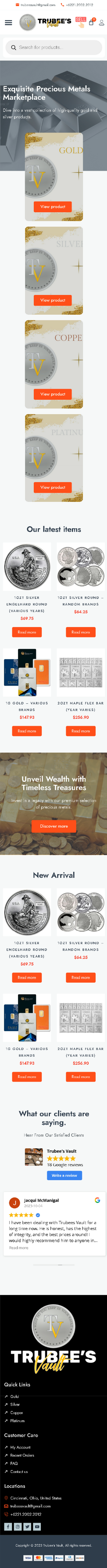 Trubees Vault mobile website screenshot