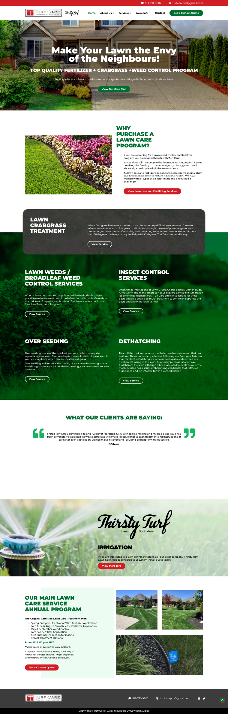 Turf Care Property Maintenance — WordPress website designed and built by Shahriyar