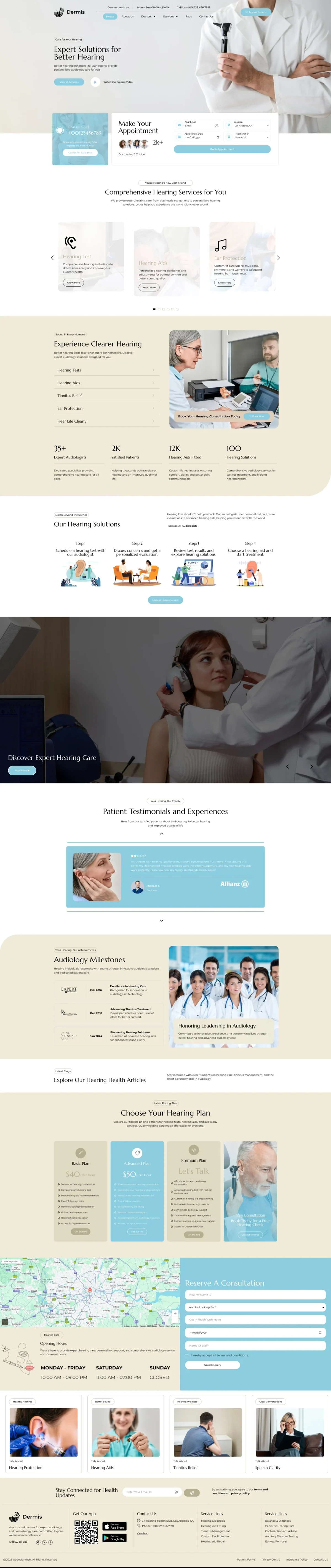 Audiology Dermis desktop website screenshot