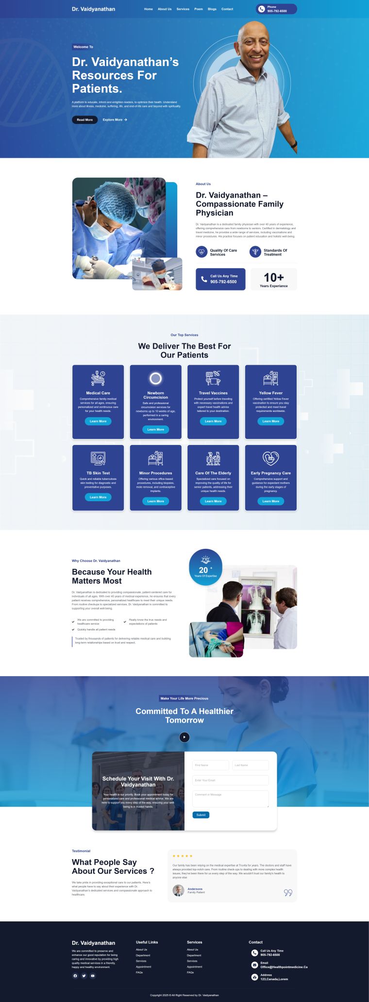 Dr. Vaidyanathan — WordPress website designed and built by Shahriyar