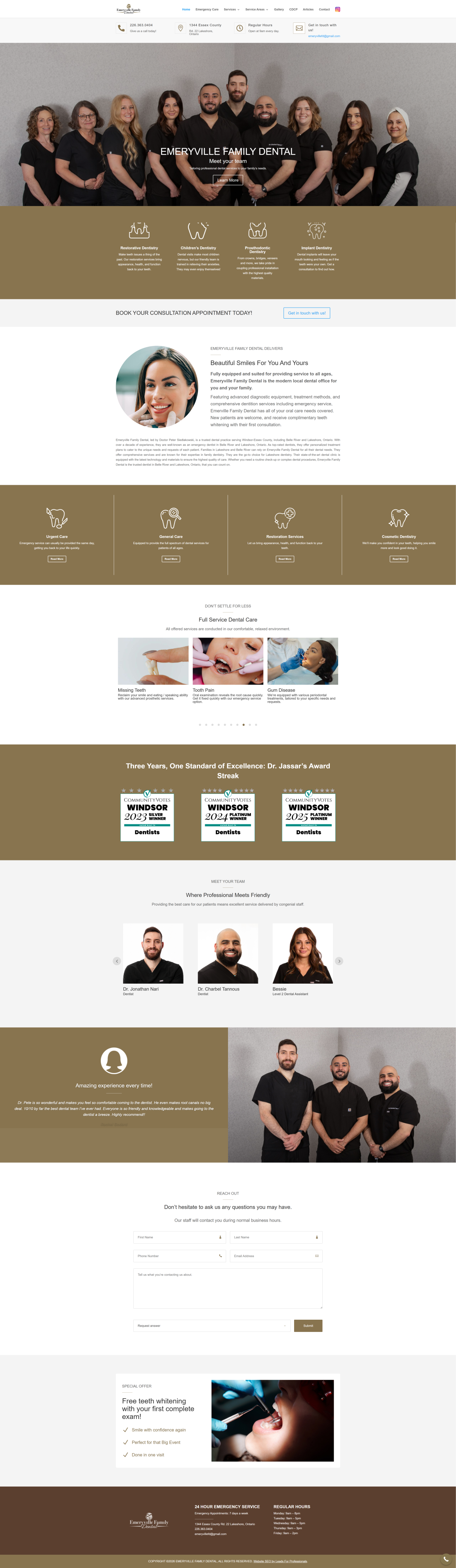 Emeryville Family Dental desktop website screenshot