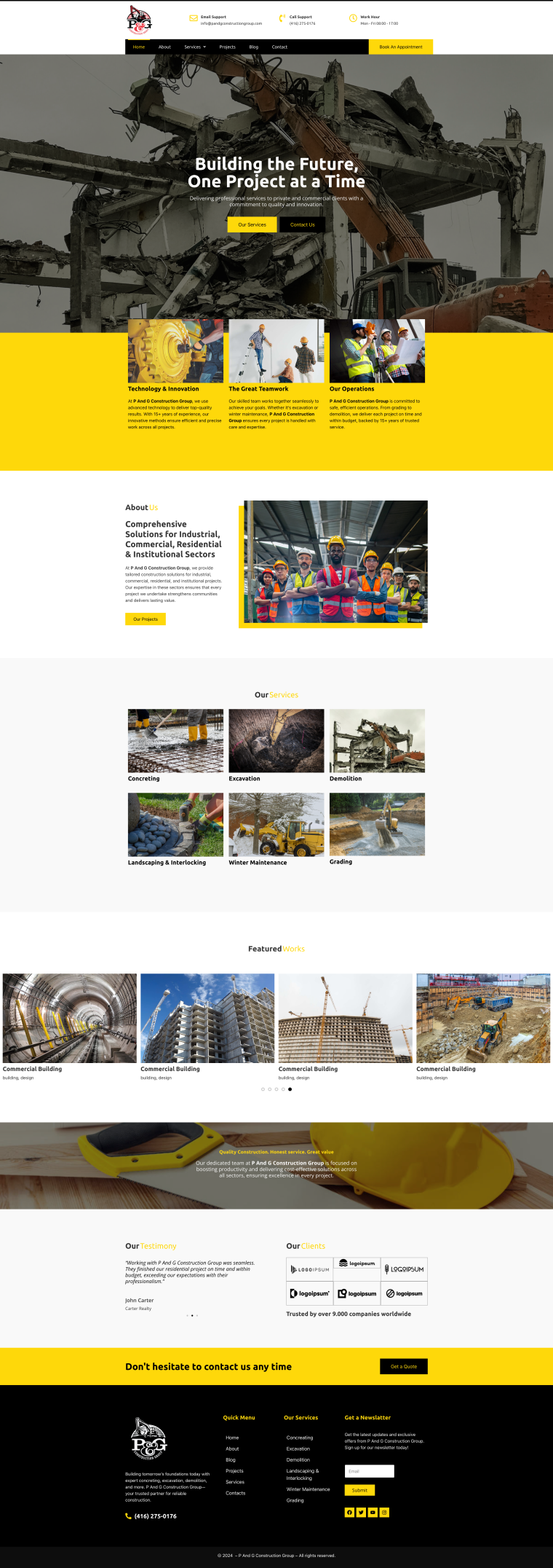 P&G Construction Group — WordPress website designed and built by Shahriyar