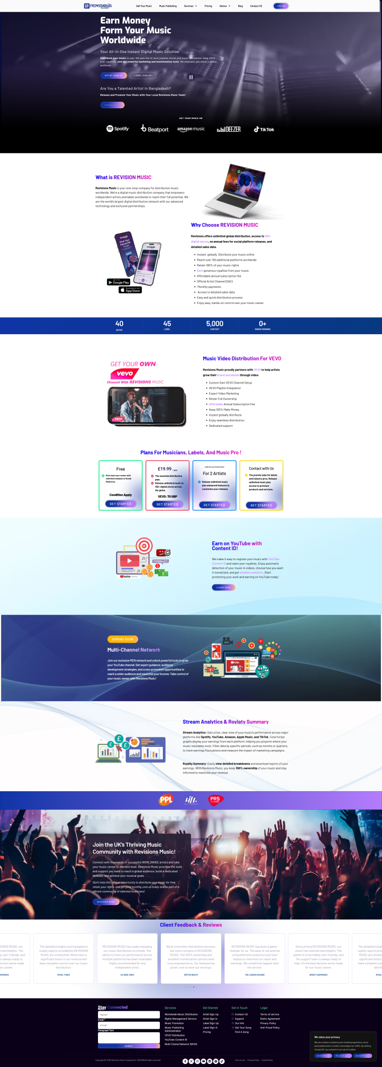 Revisions Music — WordPress website designed and built by Shahriyar