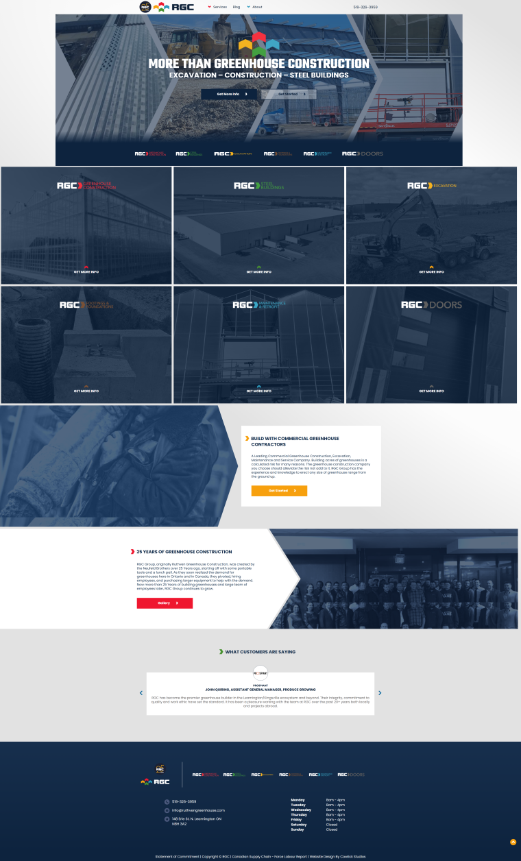 RGC Greenhouse Construction — WordPress website designed and built by Shahriyar