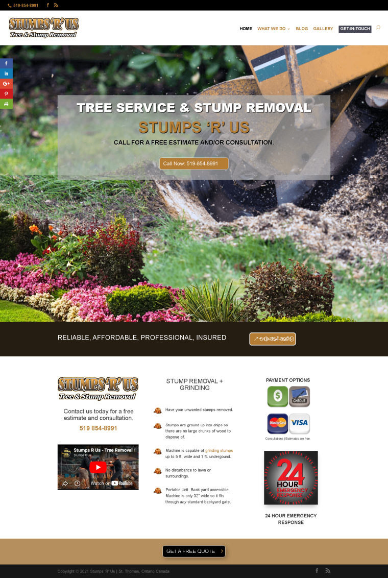 Stumps 'R' Us — WordPress website designed and built by Shahriyar