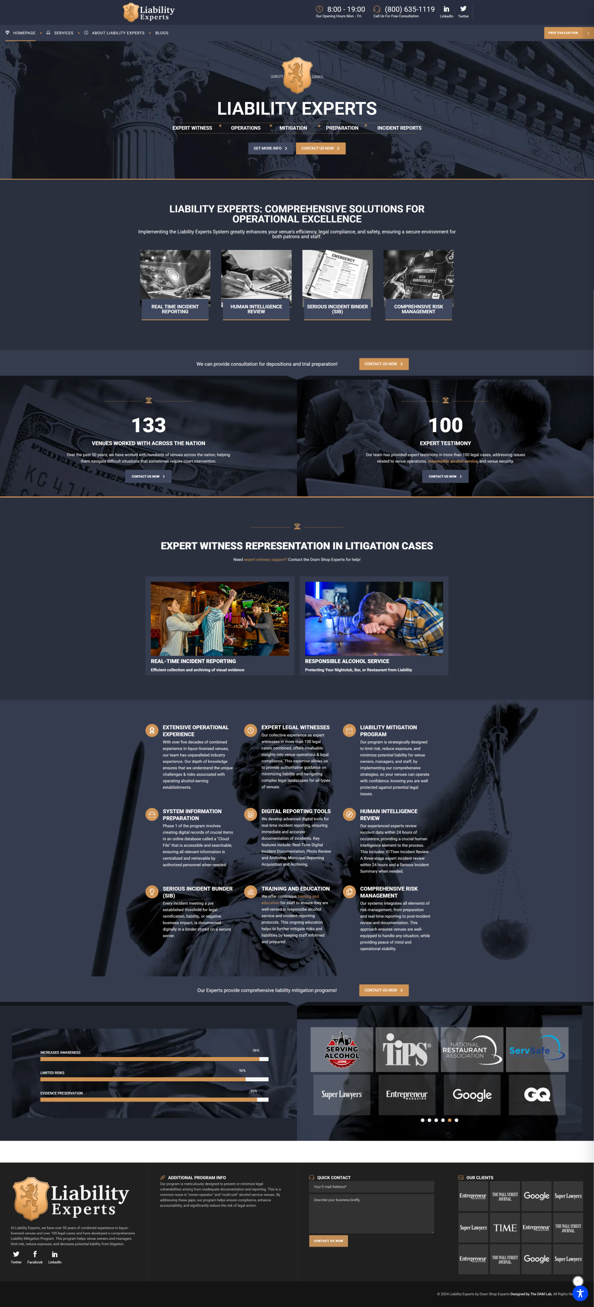 Liability Experts desktop website screenshot