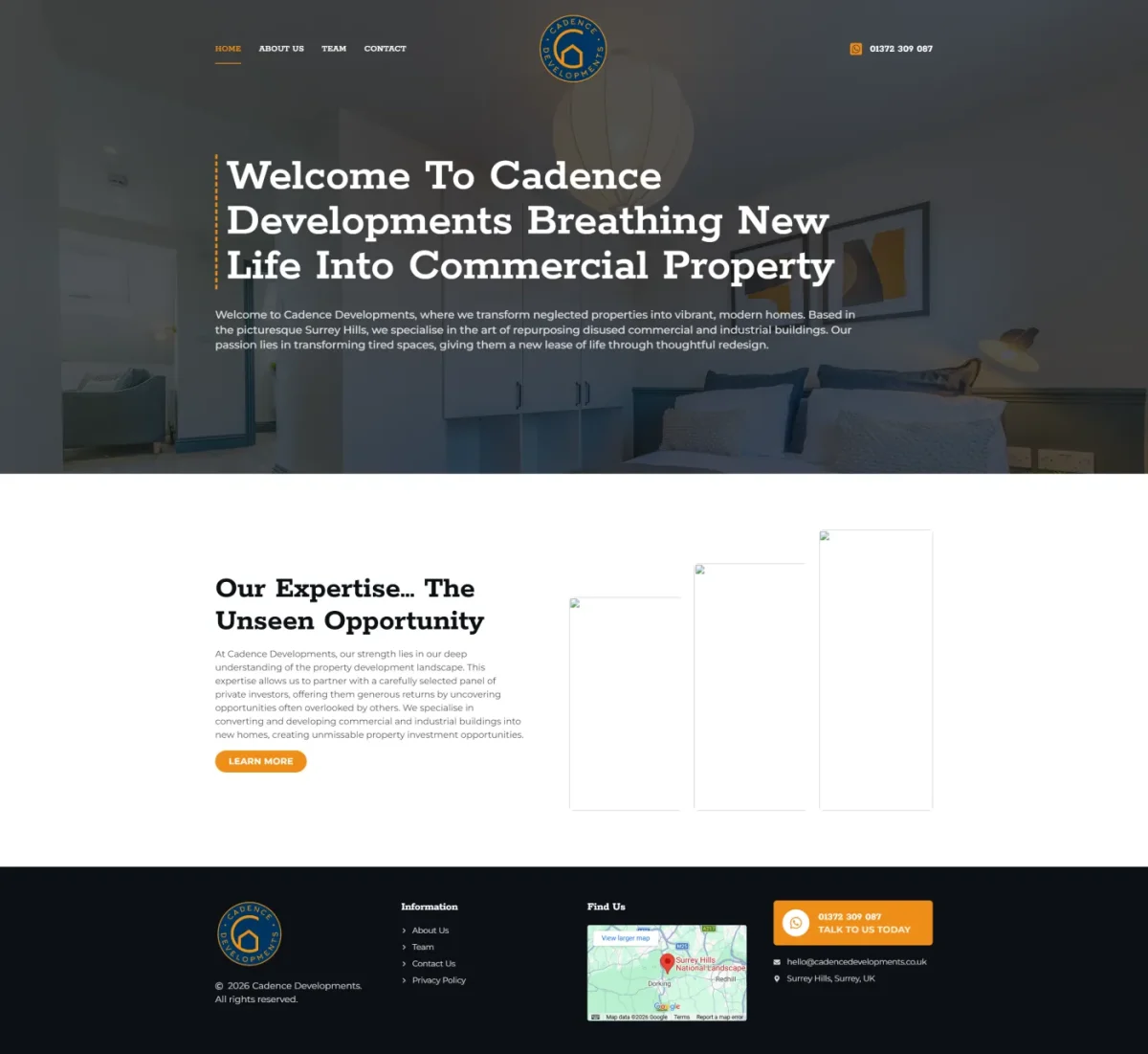 Cadence Developments desktop website screenshot