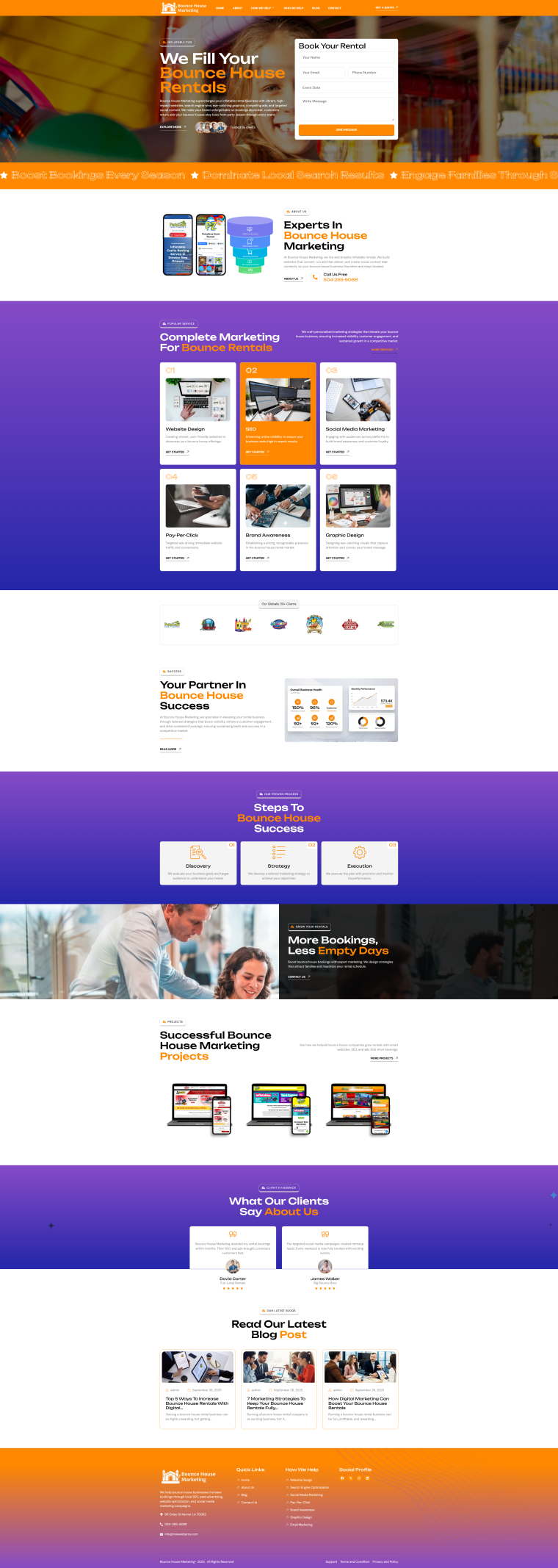 Bounce House Marketing — WordPress website designed and built by Shahriyar