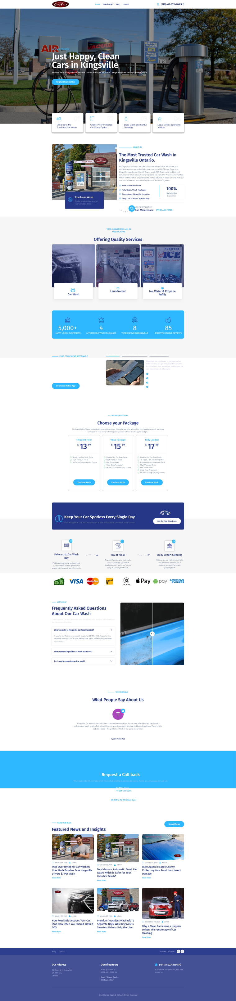 Kingsville Car Wash — WordPress website designed and built by Shahriyar
