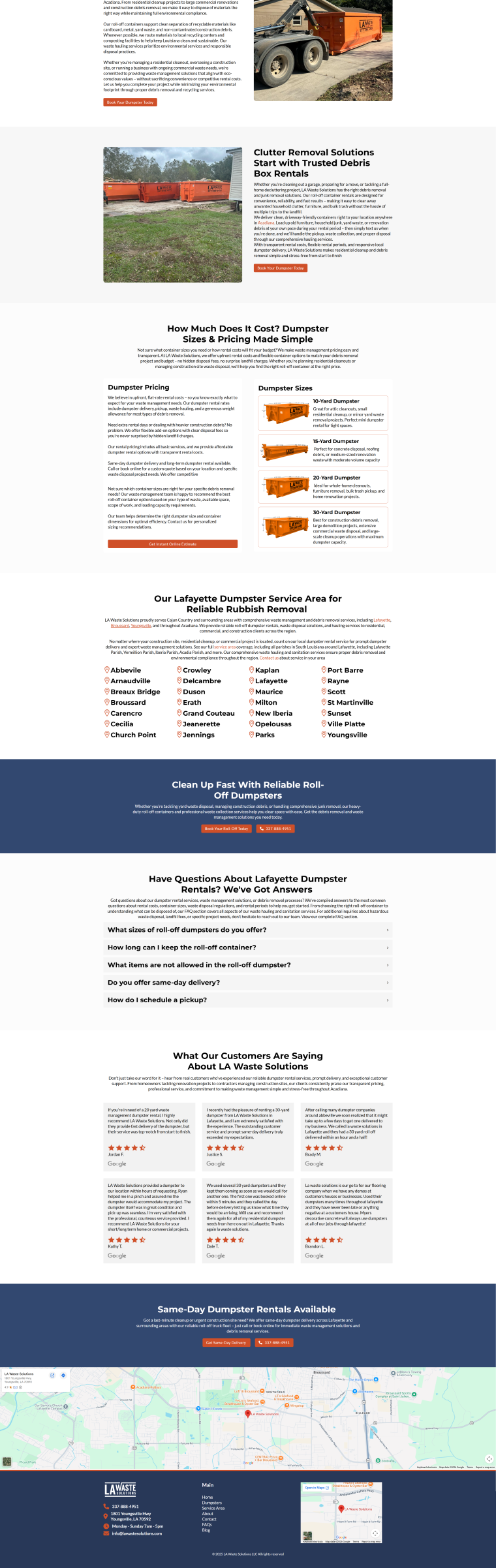 LA Waste Solutions — WordPress website designed and built by Shahriyar