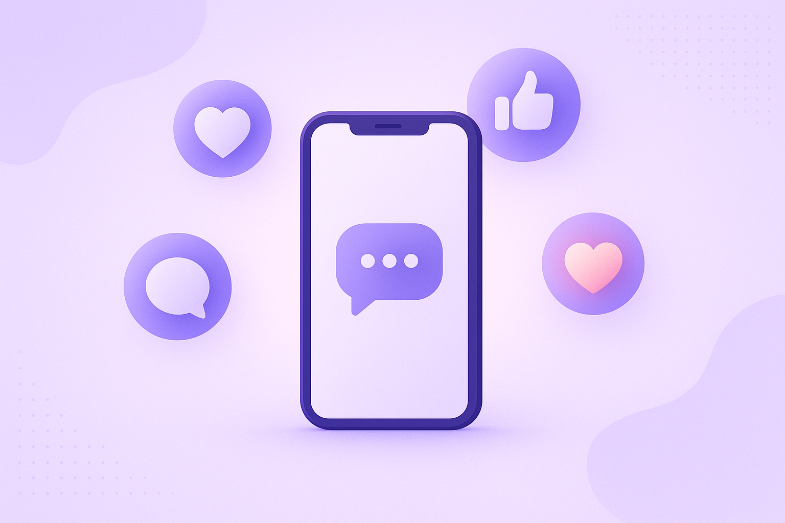 Illustration of social media engagement around a smartphone