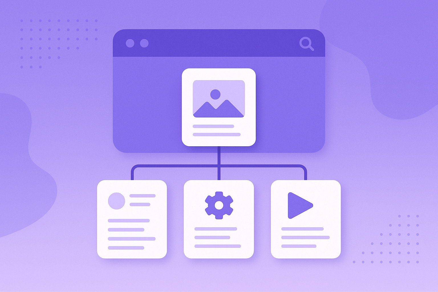 Illustration of a website site map with pages and a navigation menu