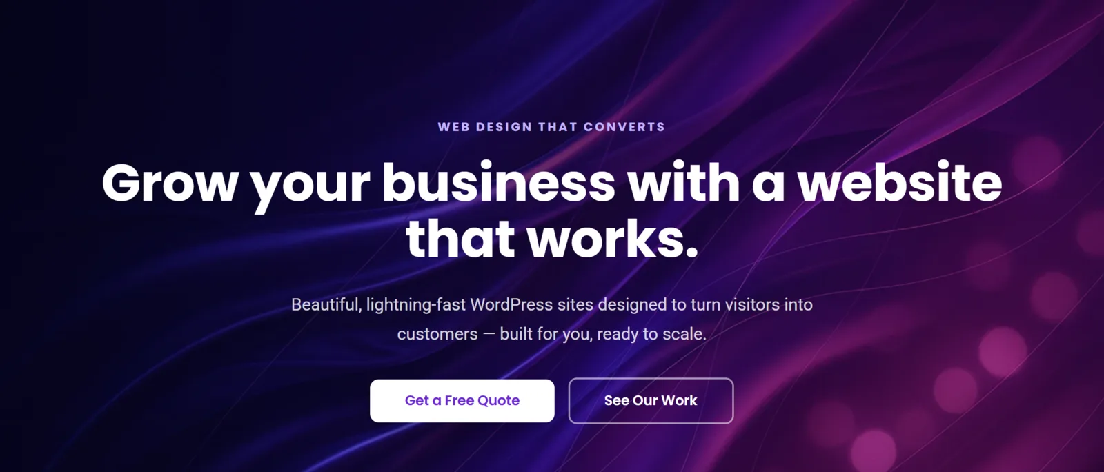 A premium Elementor hero section with a bold headline, subtitle and two buttons on a gradient background