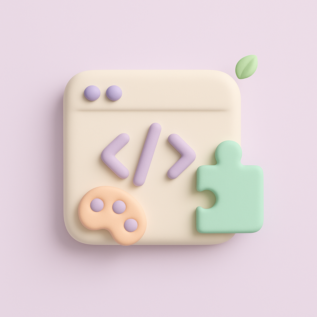 Custom plugin and theme development clay illustration