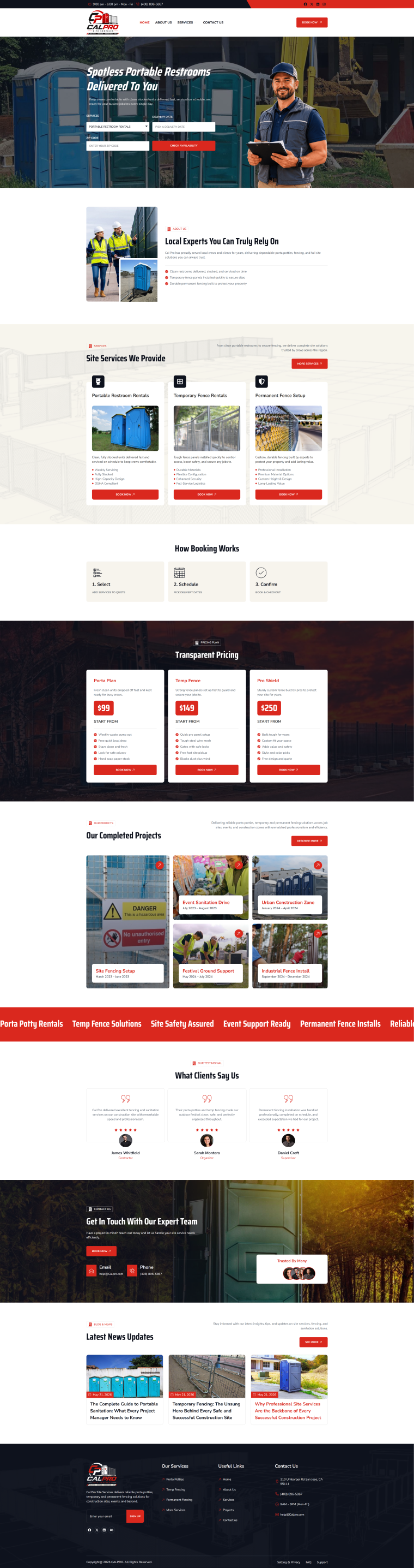 Cal Pro Site Services — WordPress website designed and built by Shahriyar