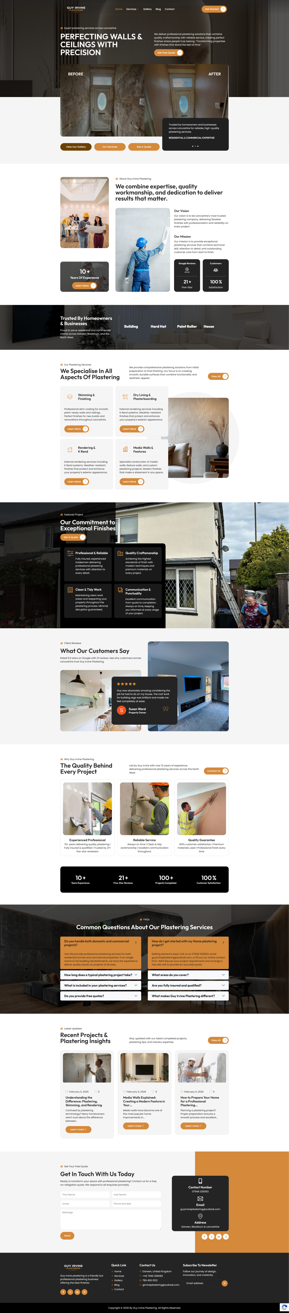 Guy Irvine Plastering desktop website screenshot