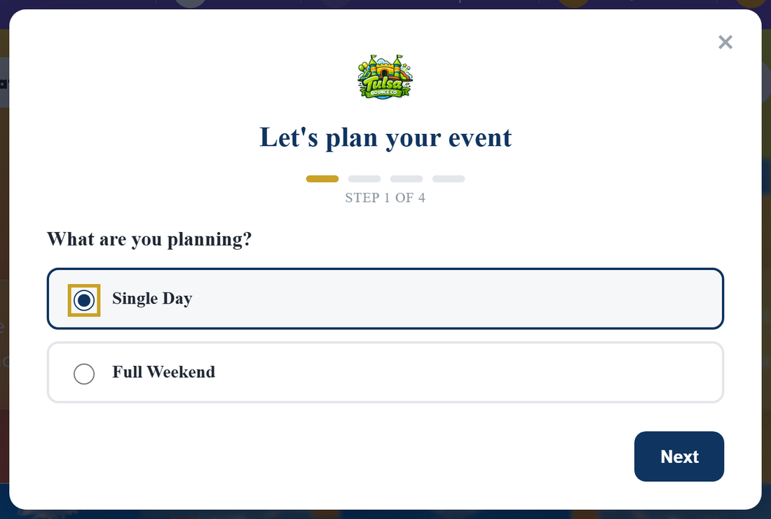 BookFlow — The date-first gate: single day or full weekend
