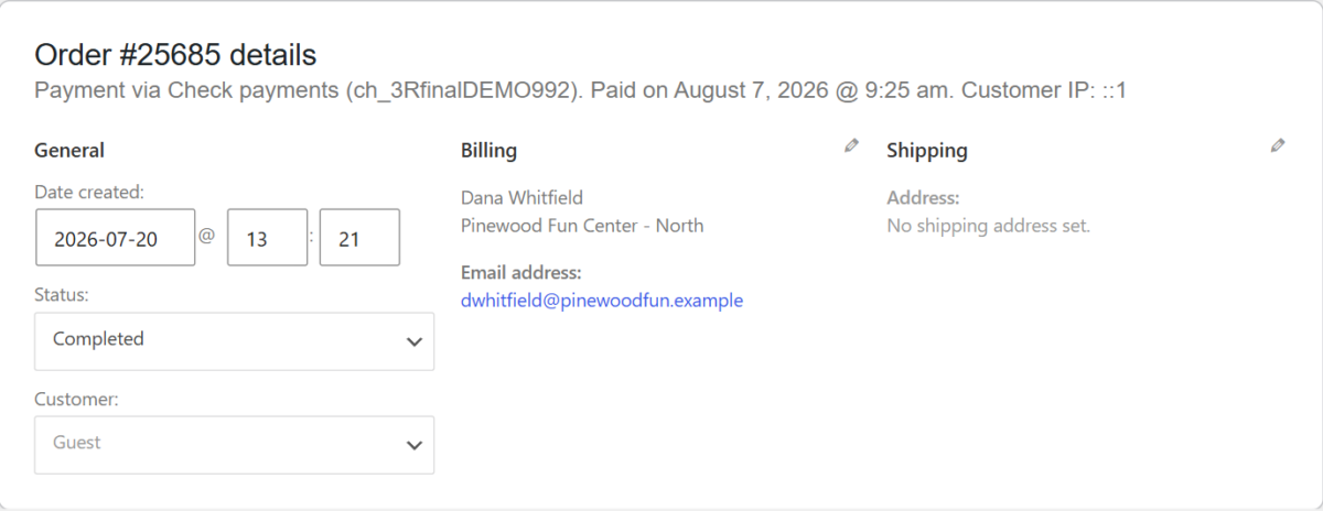 Invoice Bulk Pay — An invoice after settlement: Completed, paid date recorded