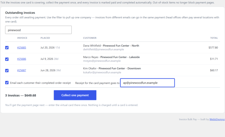 Invoice Bulk Pay — custom WordPress plugin engineered by Shahriyar