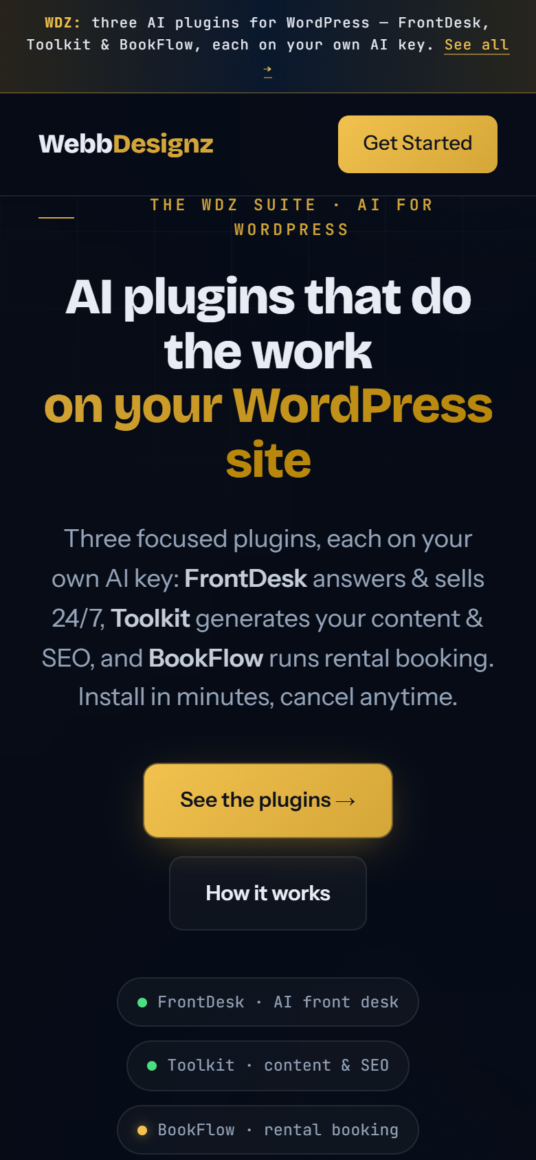 WDZ Store Theme — The homepage on a phone-sized viewport
