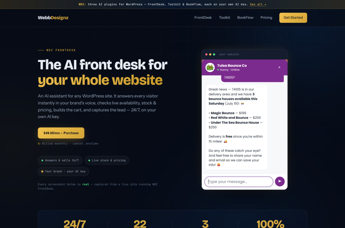 WDZ Store Theme — A product landing hero: framed real screenshot, billing-cadence purchase button