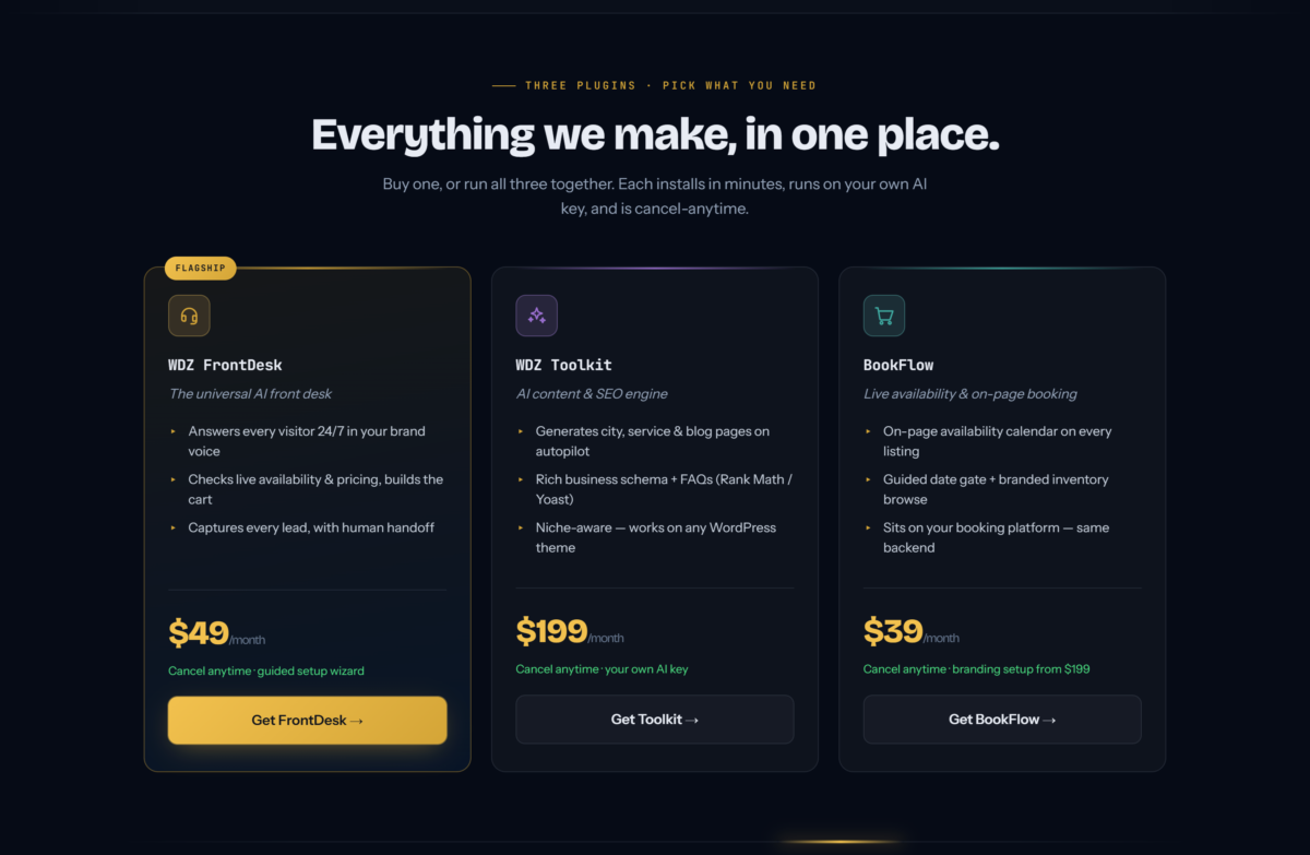WDZ Store Theme — The combined products and pricing section with the flagship badge